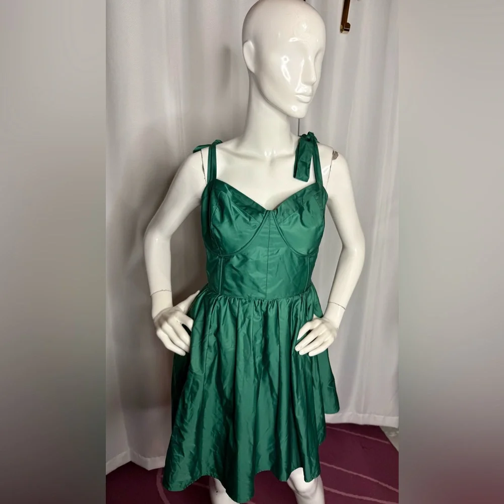 NWT Johnny Wujek Sleeveless Fit + Flare Dress, Hunter Green - Picture 7 of 12